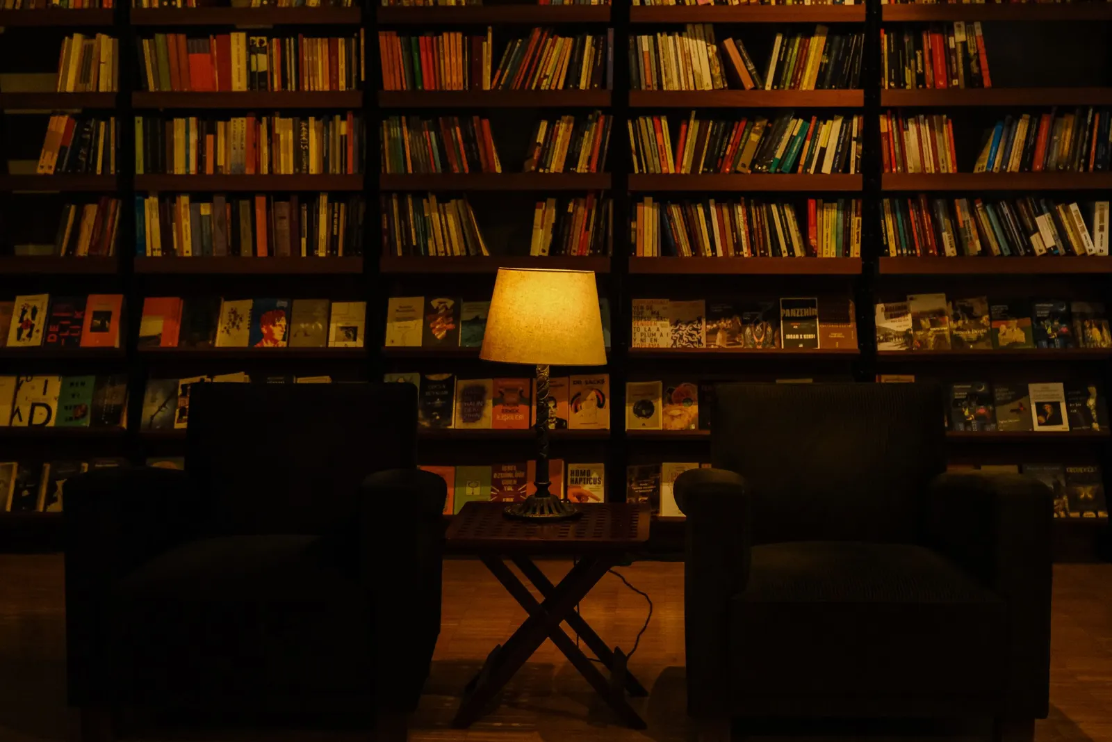Dark-Academia-Leseecke: Sessel, Regal und warmes Licht statt halbleerem Billy-Regal