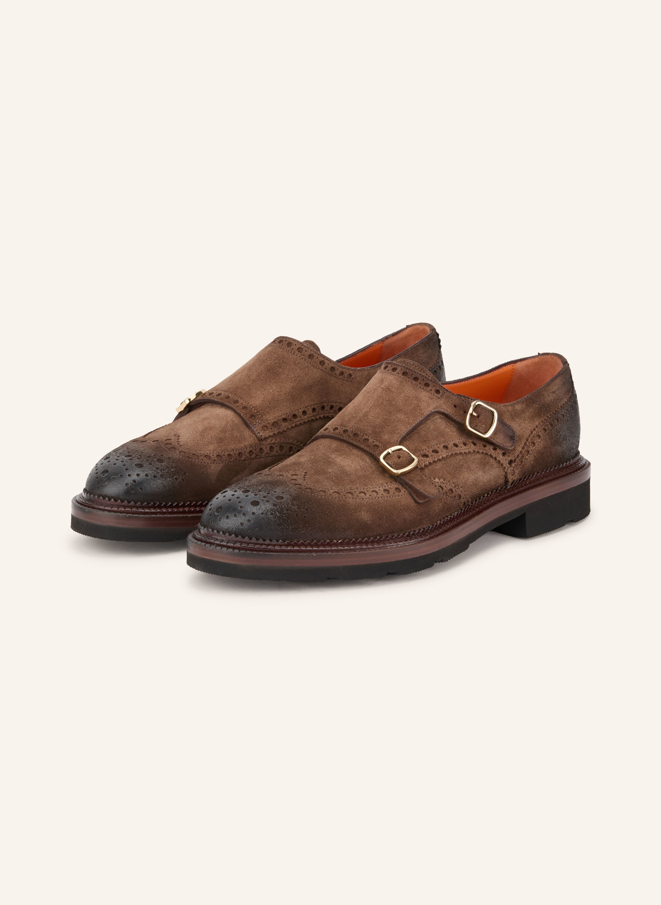 Santoni Double-Monks Kalamabuck braun