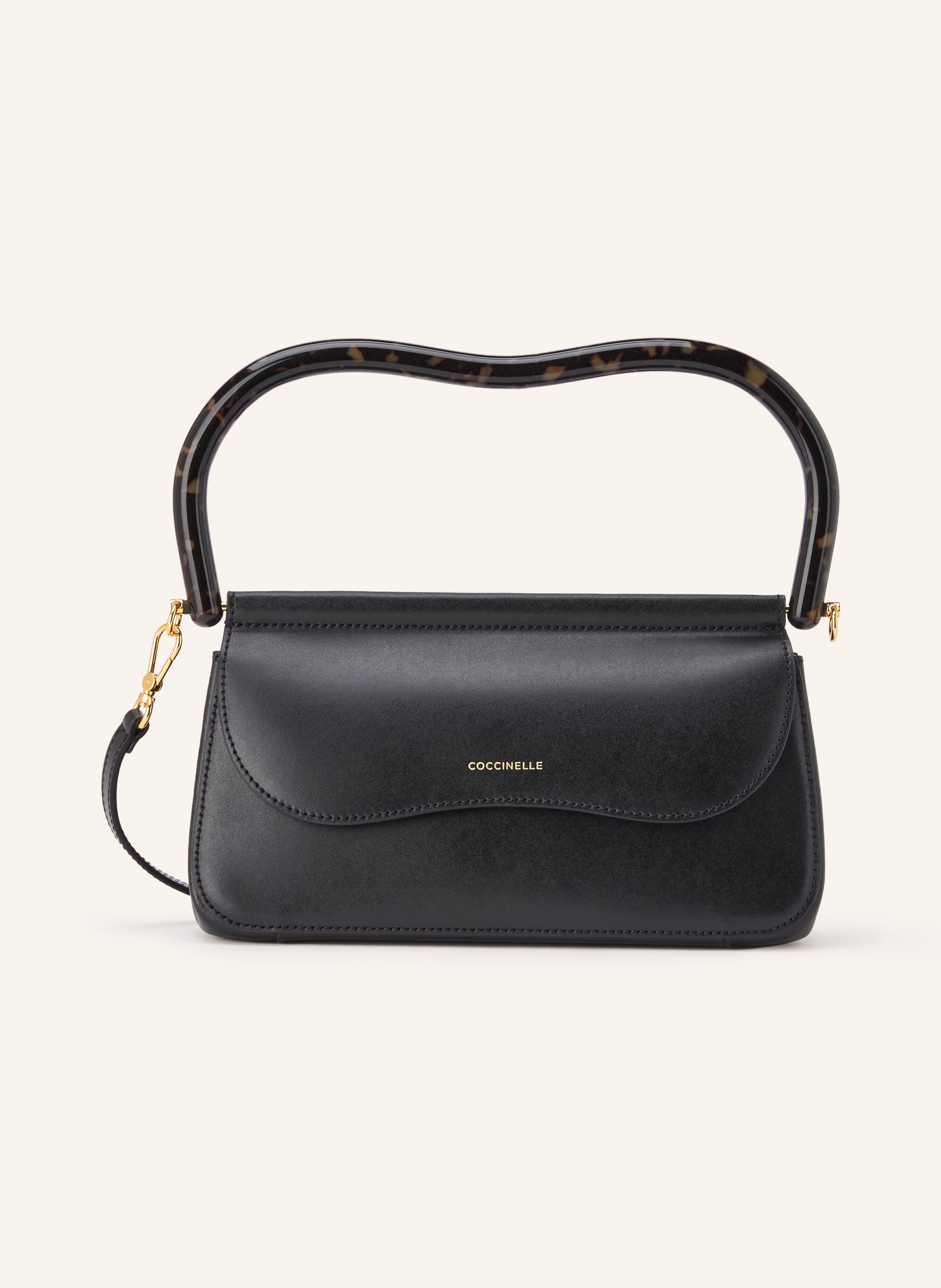 Coccinelle Henkeltasche mit Klappe schwarz