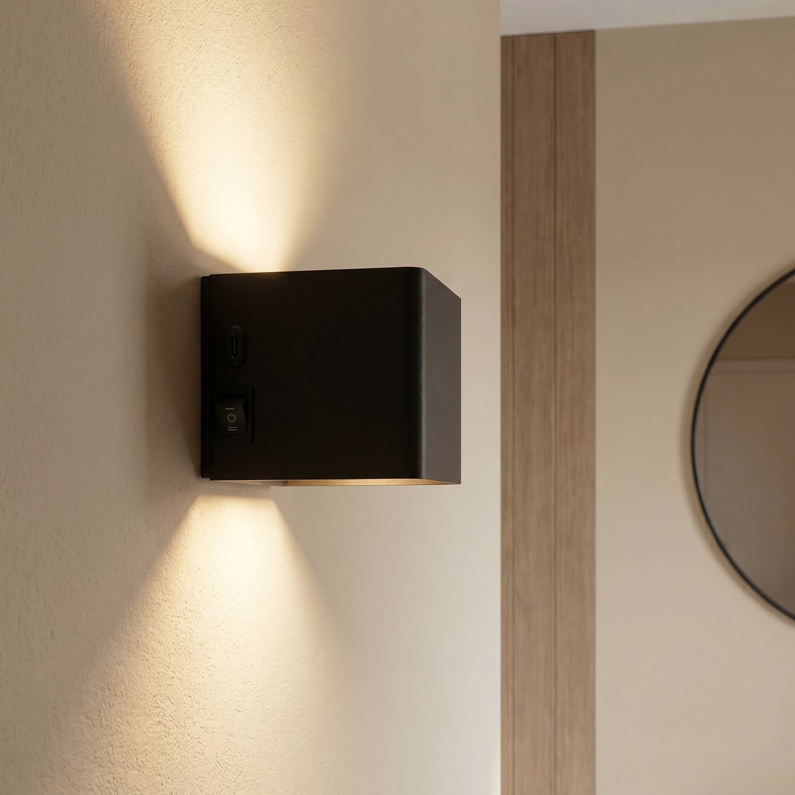 LED-Wandleuchte Cube Akku, magnetisch, schwarz