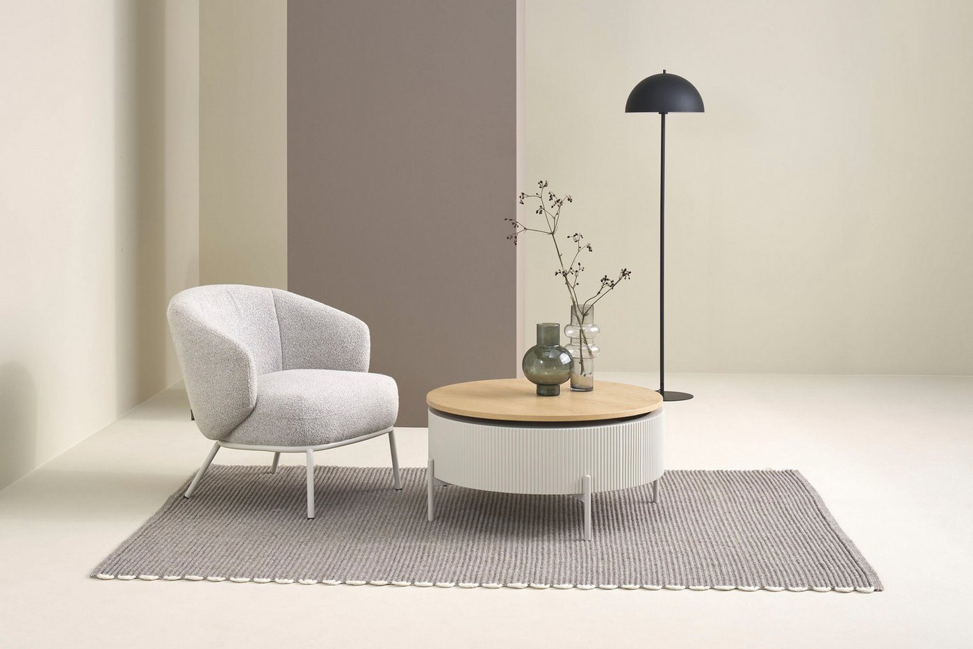 Produktfoto: SCHÖNER WOHNEN-Kollektion Loungesessel SELVIK (1-St), mit Taschenfederkern, Bezug Bouclé, Unterge