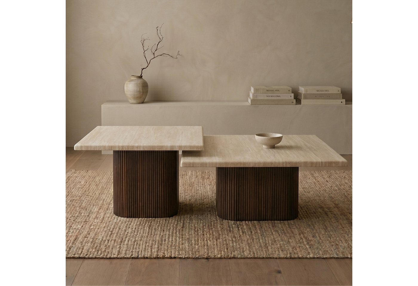 alesvelt Couchtisch-Set Alviano Travertin