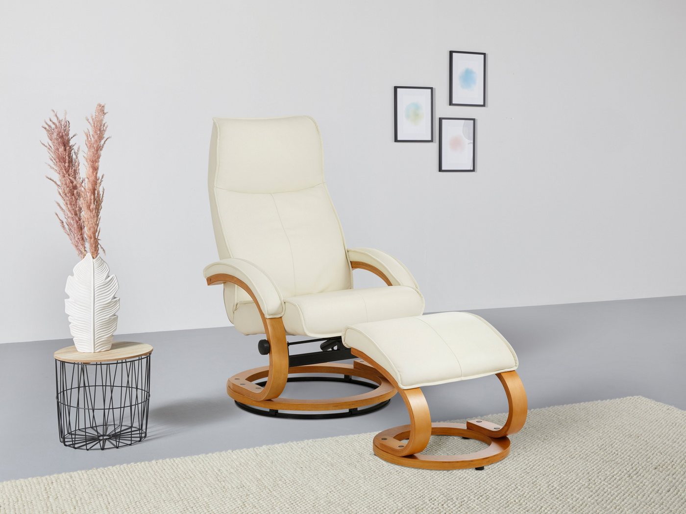 OTTO home Relaxsessel PARIS Naturleder mit Hocker