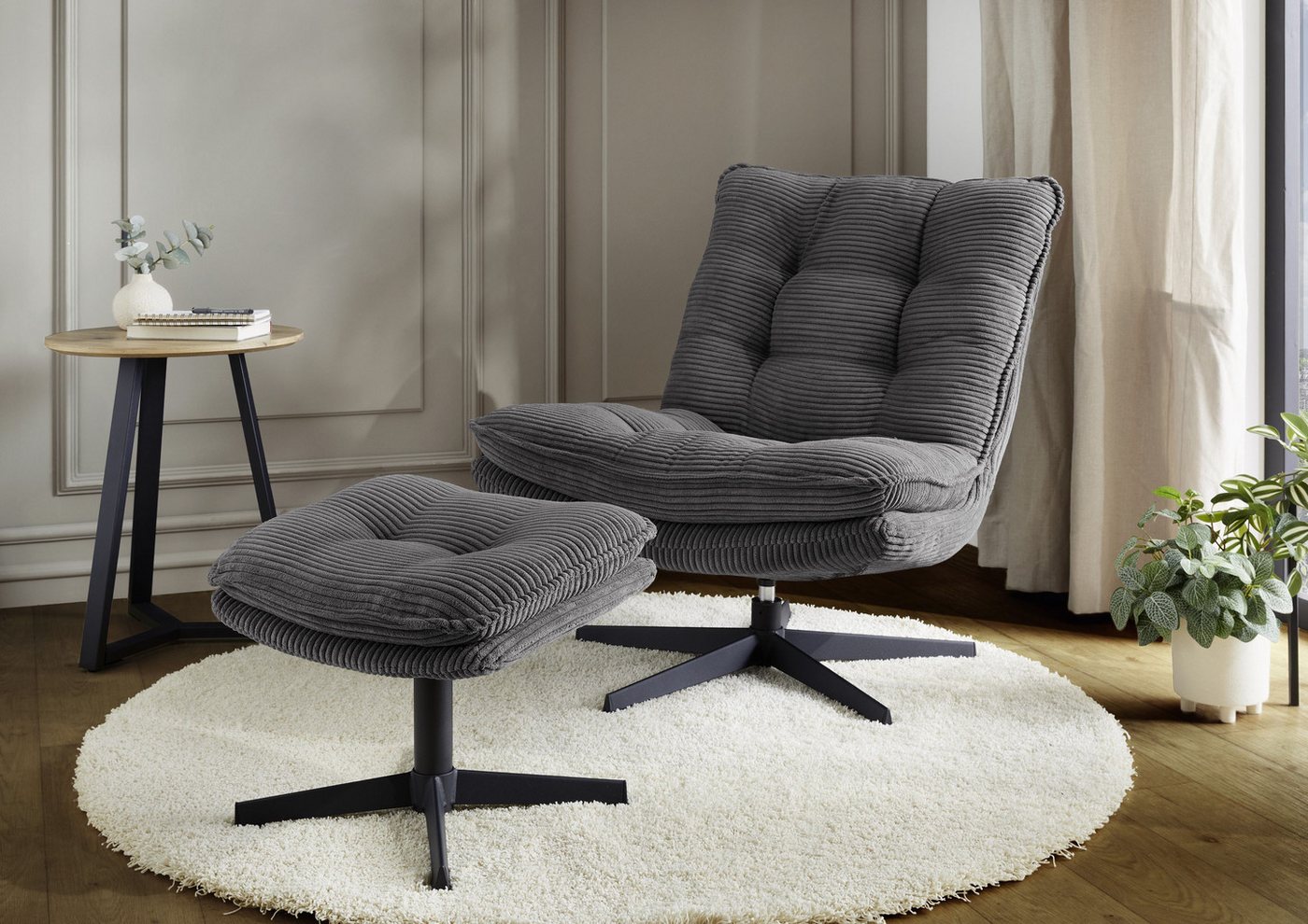 Jockenhöfer Gruppe Relaxsessel Kasper, Set mit Hocker