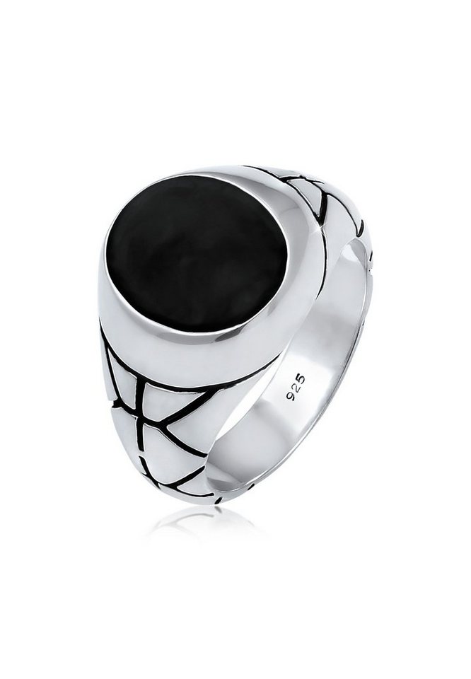 Kuzzoi Siegelring Oval Emaille Schwarz